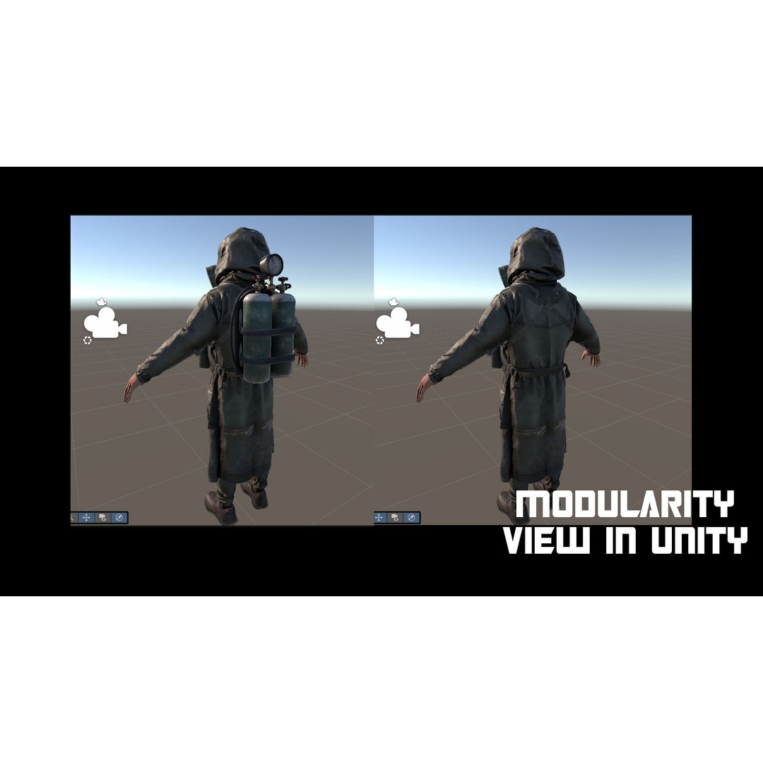 Post-Apocalyptic Survivor 3D Model – Modular Low-Poly Game Asset, FBX - View 37
