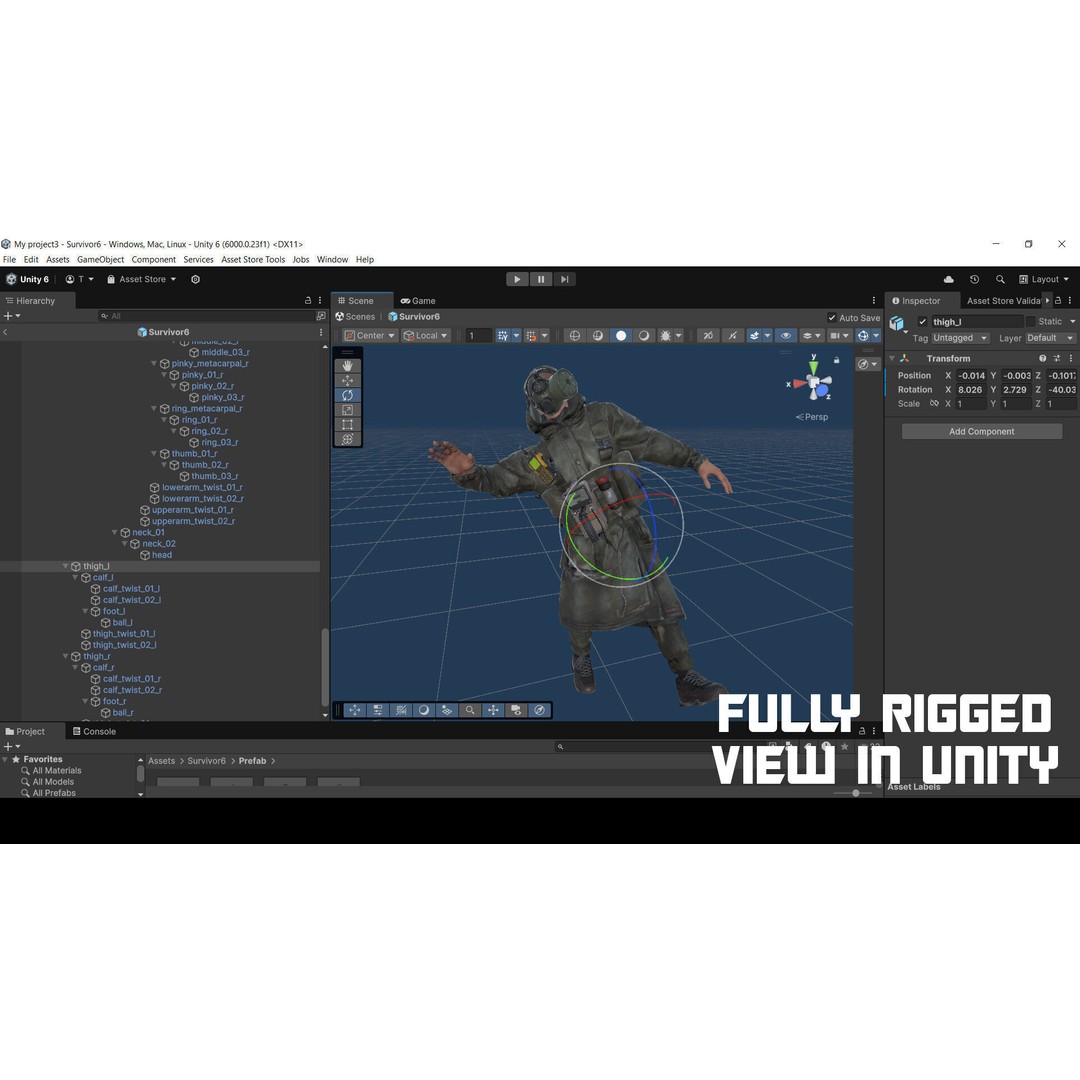 Post-Apocalyptic Survivor 3D Model – Modular Low-Poly Game Asset, FBX - View 38