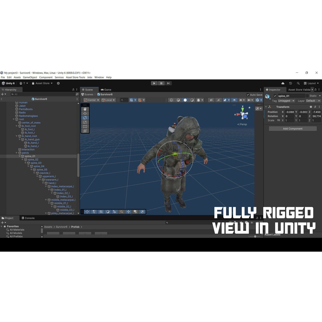 Post-Apocalyptic Survivor 3D Model – Modular Low-Poly Game Asset, FBX - View 40