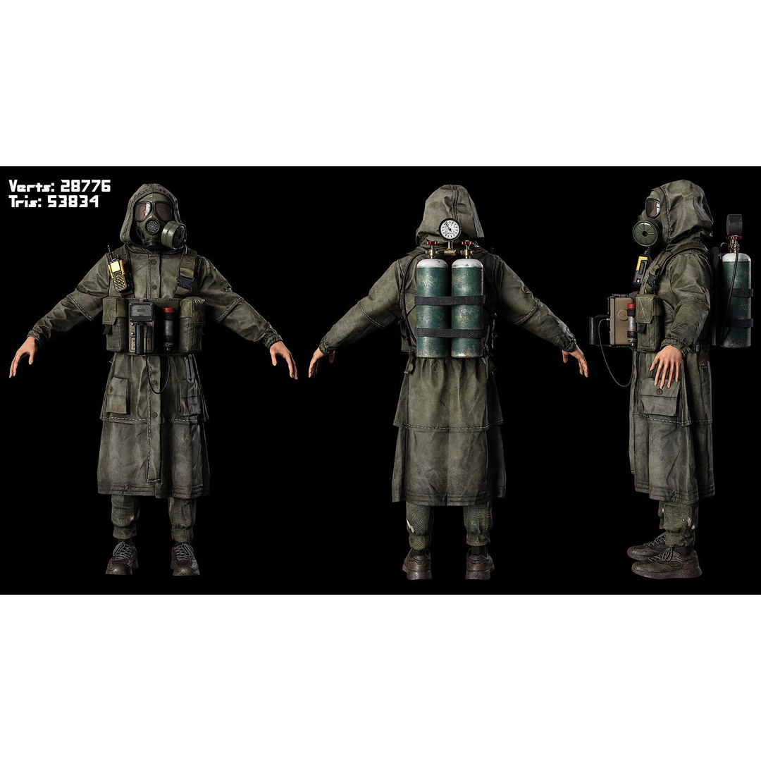 Post-Apocalyptic Survivor 3D Model – Modular Low-Poly Game Asset, FBX - View 8
