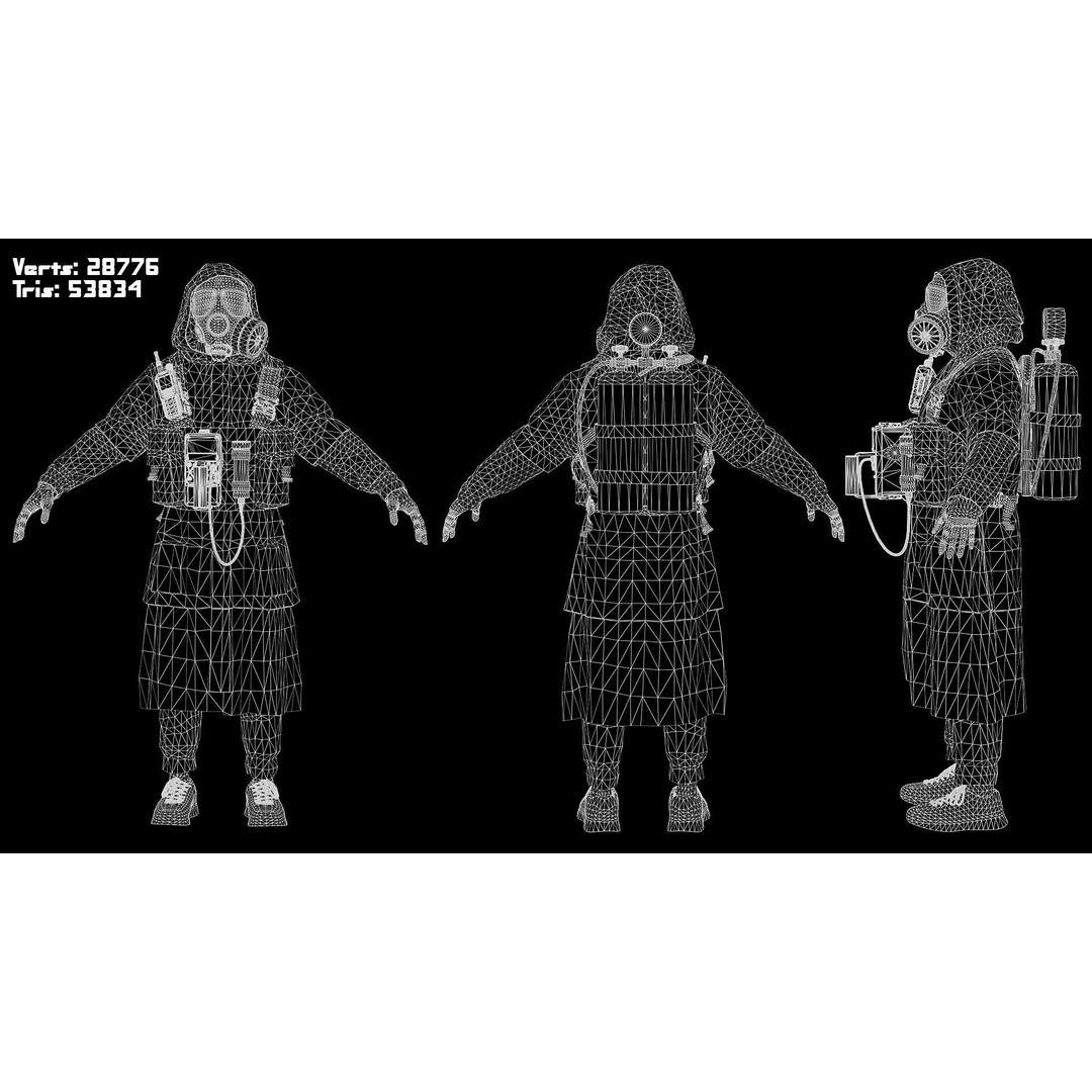 Post-Apocalyptic Survivor 3D Model – Modular Low-Poly Game Asset, FBX - View 9