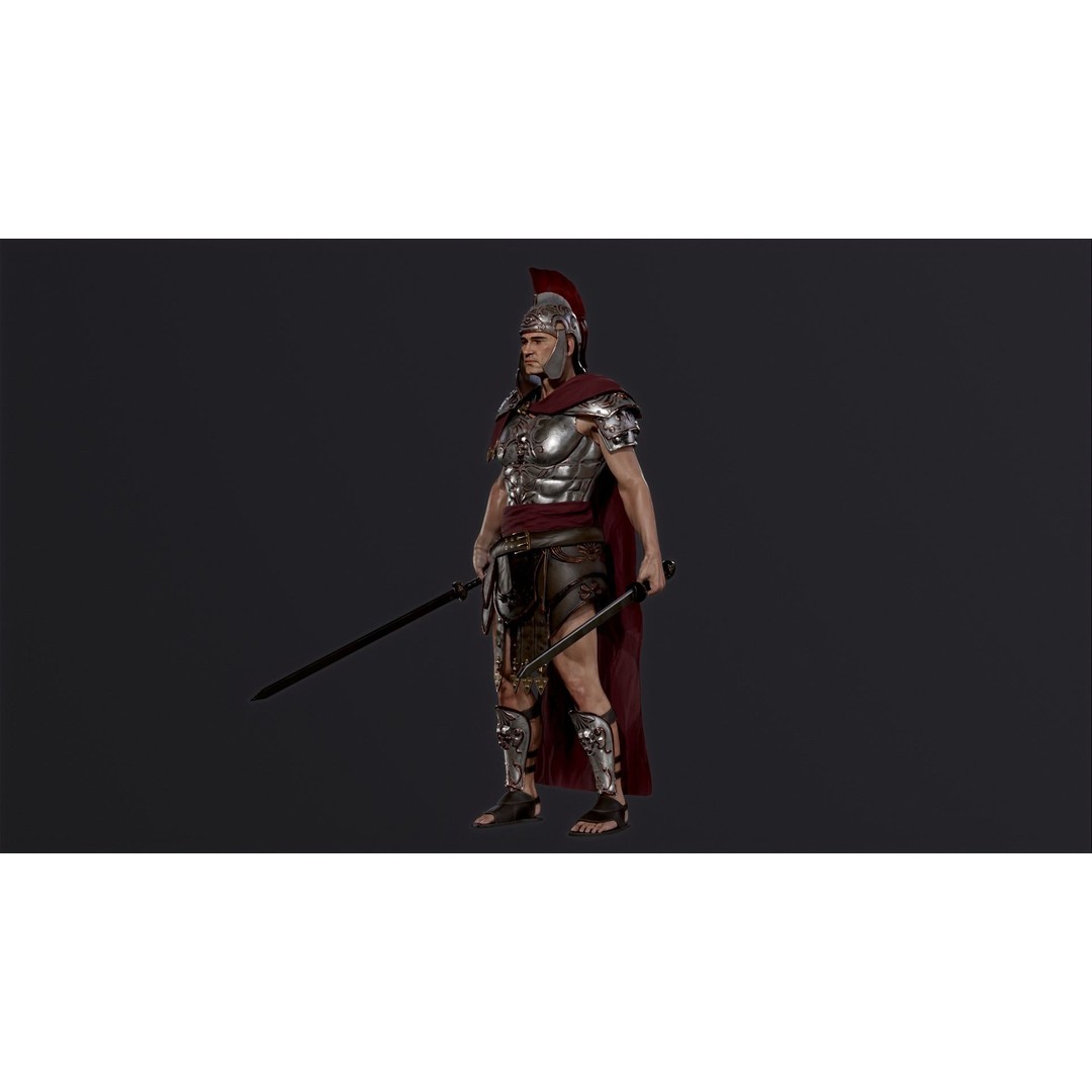 Roman Legion Officer 3D Model – Low Poly Rigged Character for Games - View 10