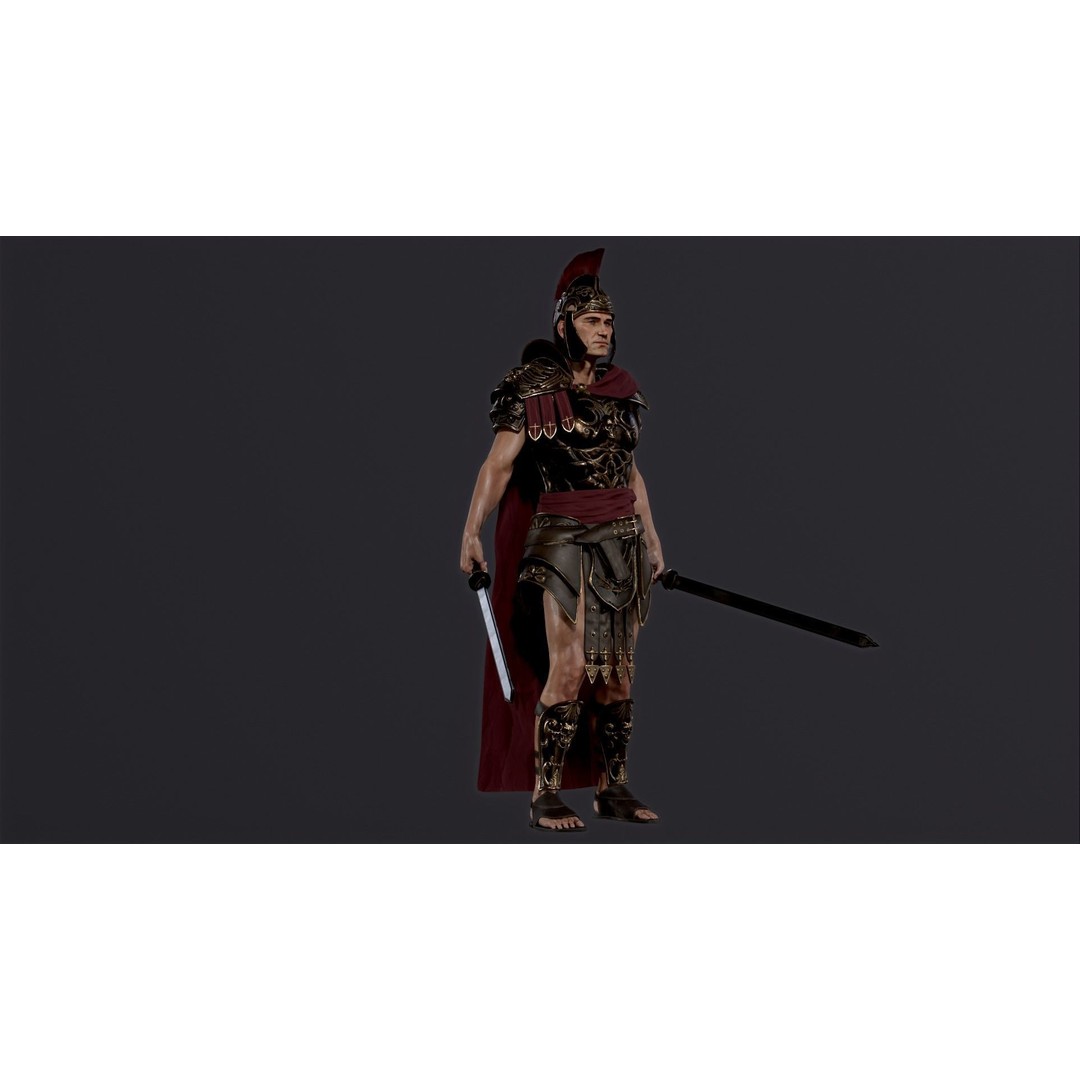 Roman Legion Officer 3D Model – Low Poly Rigged Character for Games - View 11