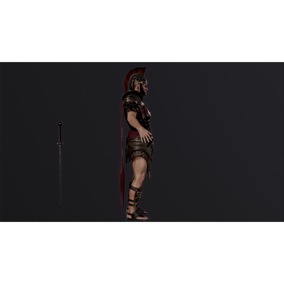 Roman Legion Officer 3D Model – Low Poly Rigged Character for Games - View 13