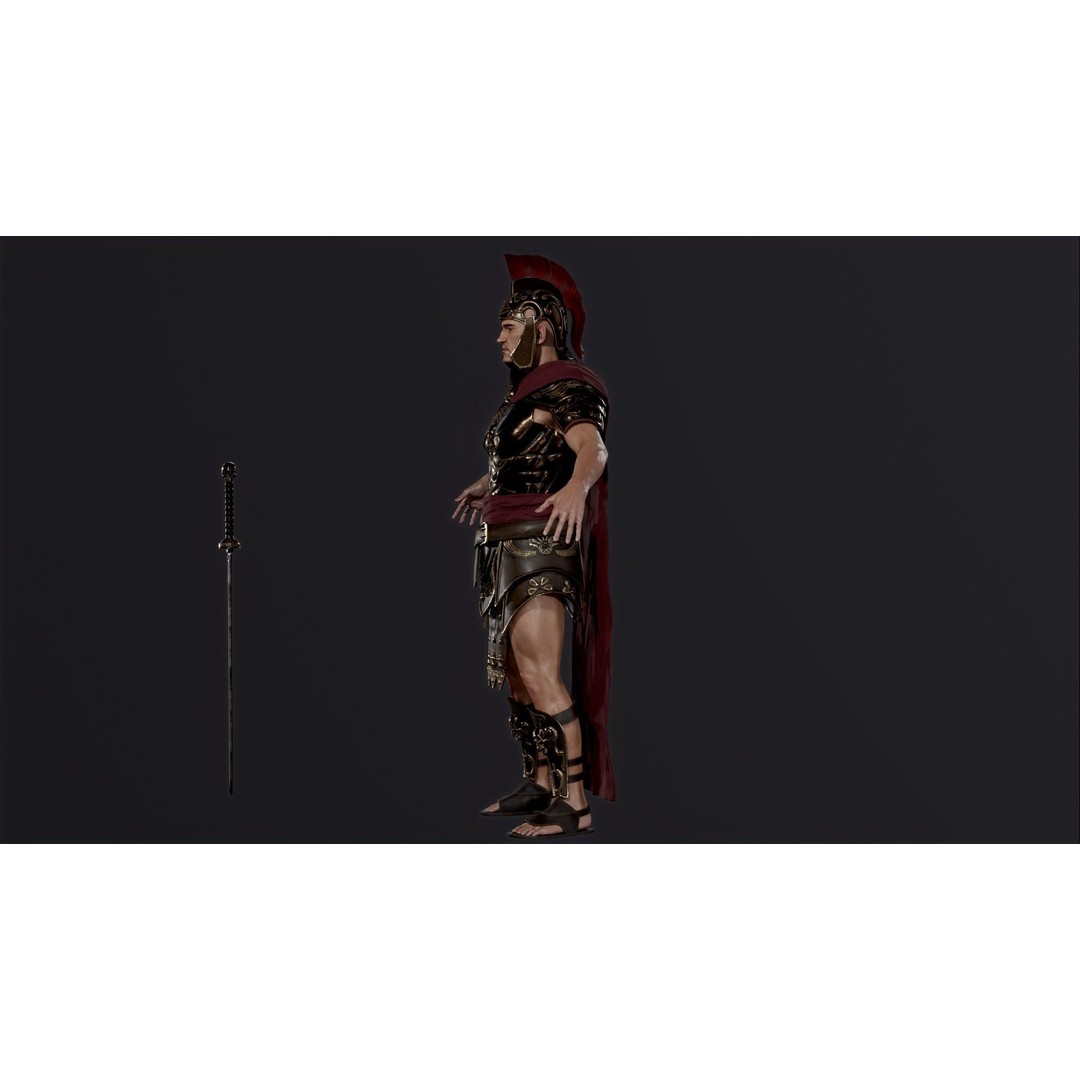 Roman Legion Officer 3D Model – Low Poly Rigged Character for Games - View 14