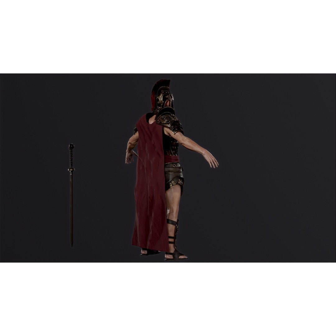 Roman Legion Officer 3D Model – Low Poly Rigged Character for Games - View 15