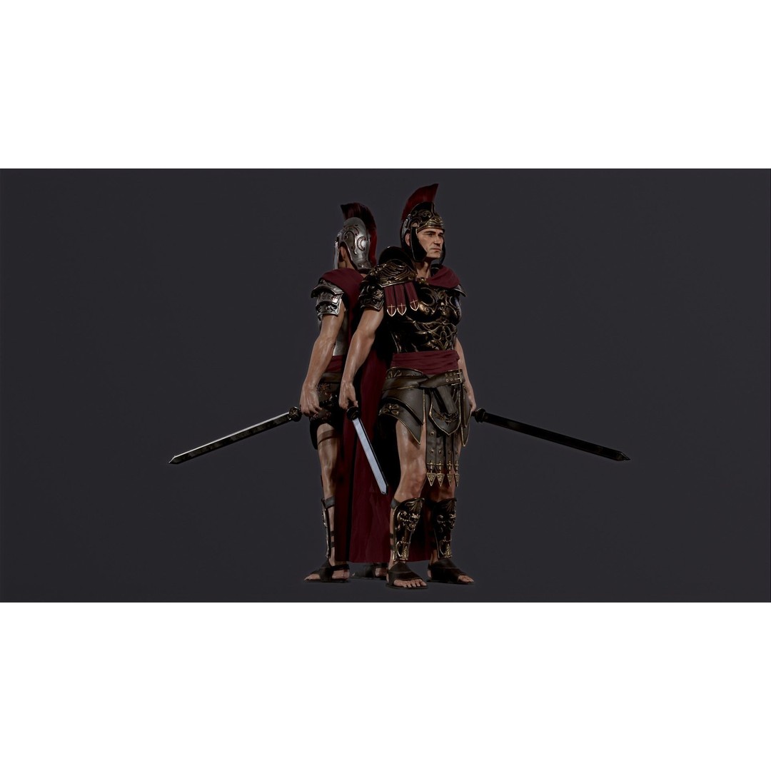 Roman Legion Officer 3D Model – Low Poly Rigged Character for Games - View 3