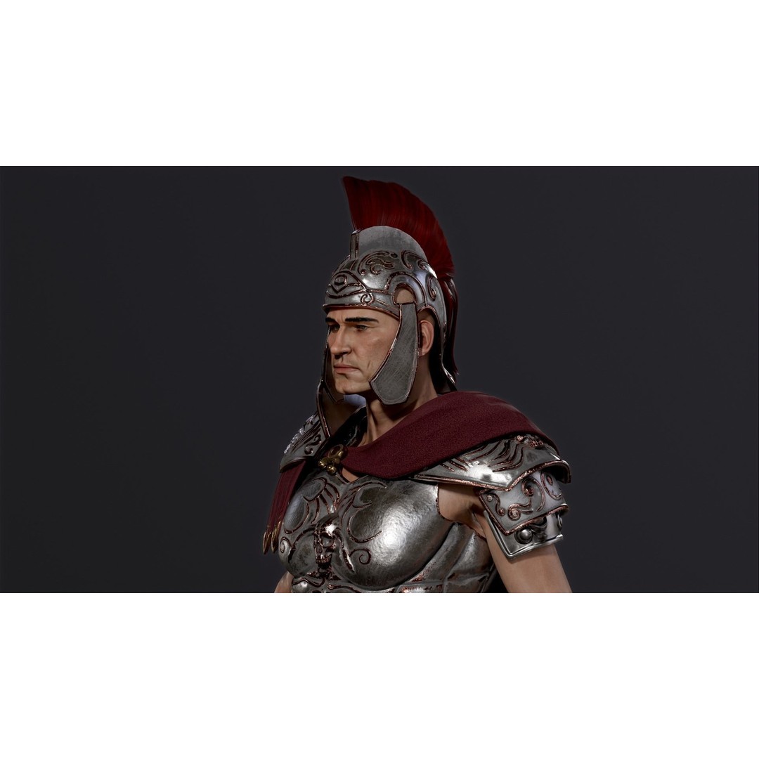 Roman Legion Officer 3D Model – Low Poly Rigged Character for Games - View 4