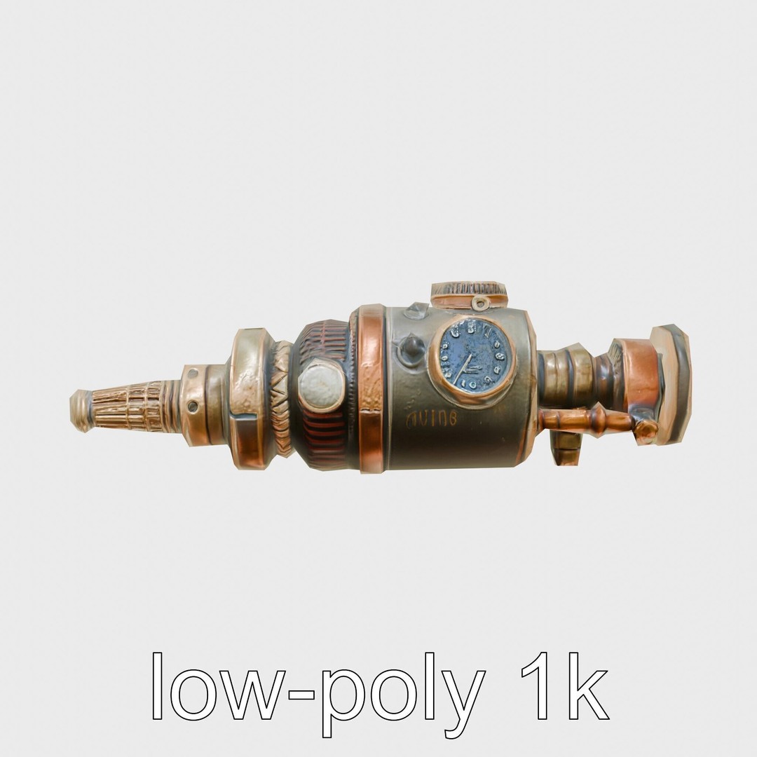 Steampunk Nautical Telescope 3D Model – Low Poly Vintage Asset, FBX - View 20