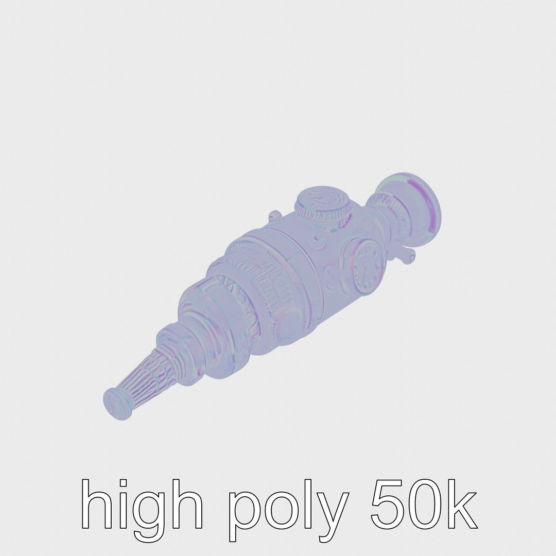 Steampunk Nautical Telescope 3D Model – Low Poly Vintage Asset, FBX - View 21