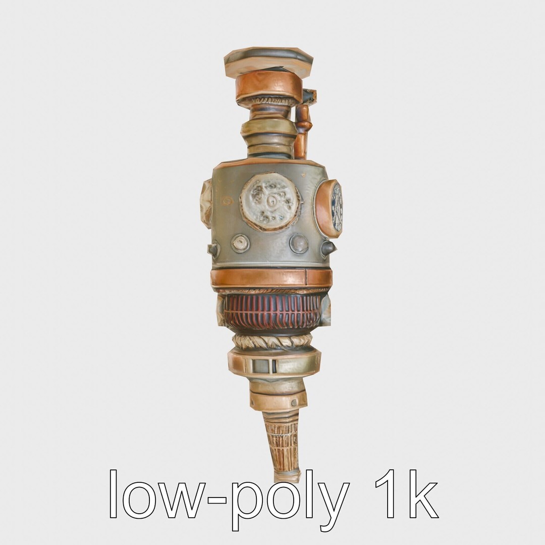 Steampunk Nautical Telescope 3D Model – Low Poly Vintage Asset, FBX - View 25