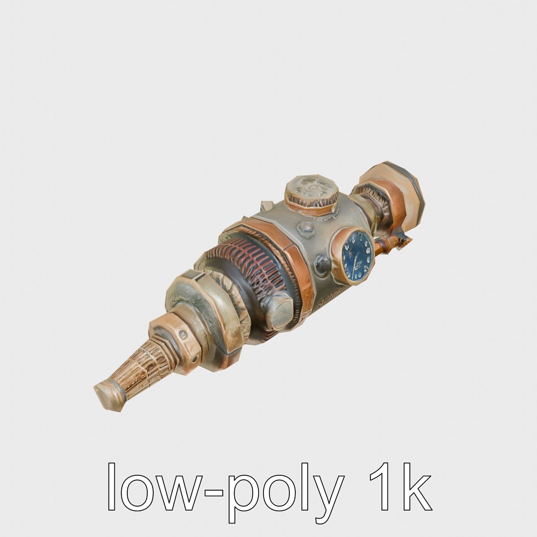 Steampunk Nautical Telescope 3D Model – Low Poly Vintage Asset, FBX - View 29