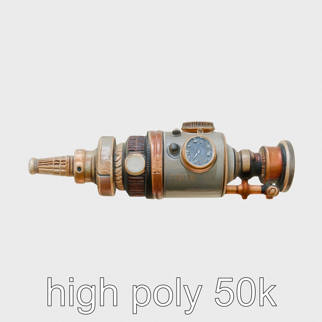 Steampunk Nautical Telescope 3D Model – Low Poly Vintage Asset, FBX - View 4