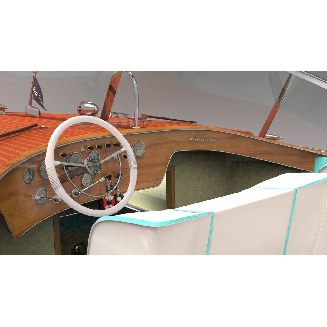 Riva Aquarama 3D Model – Classic Wooden Speedboat, FBX, OBJ - View 3