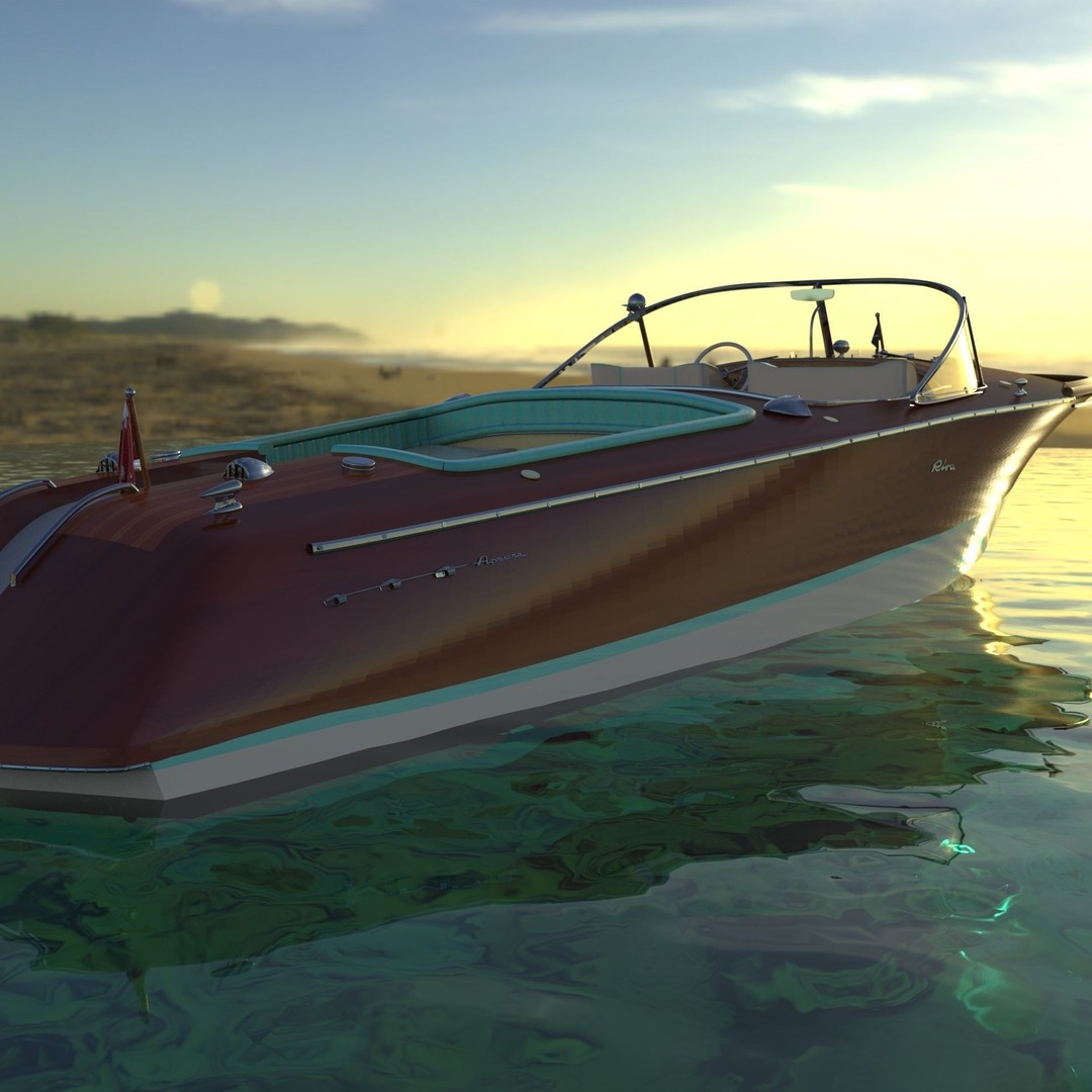 Riva Aquarama 3D Model – Classic Wooden Speedboat, FBX, OBJ - View 7