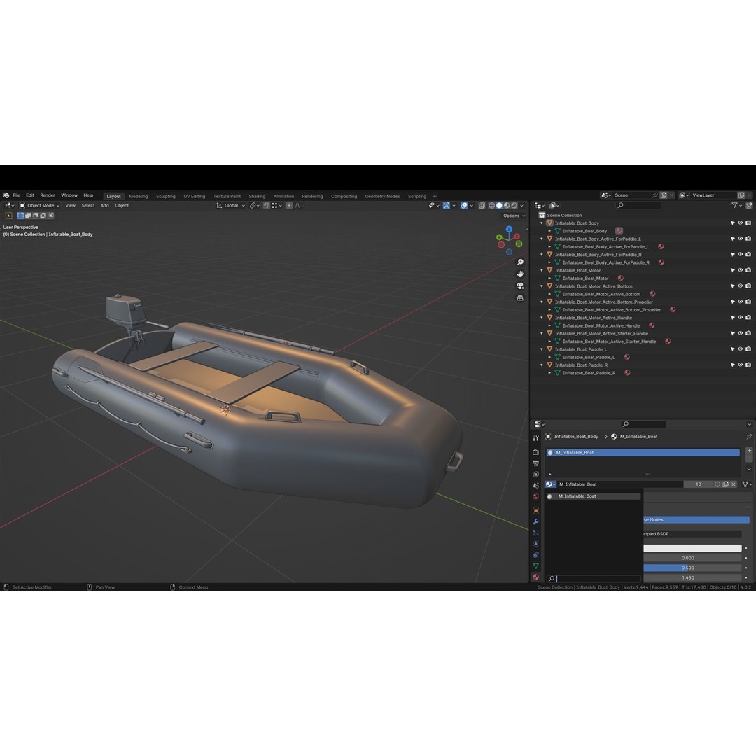 Inflatable Boat 3D Model – Low Poly Game Asset, FBX, Blender