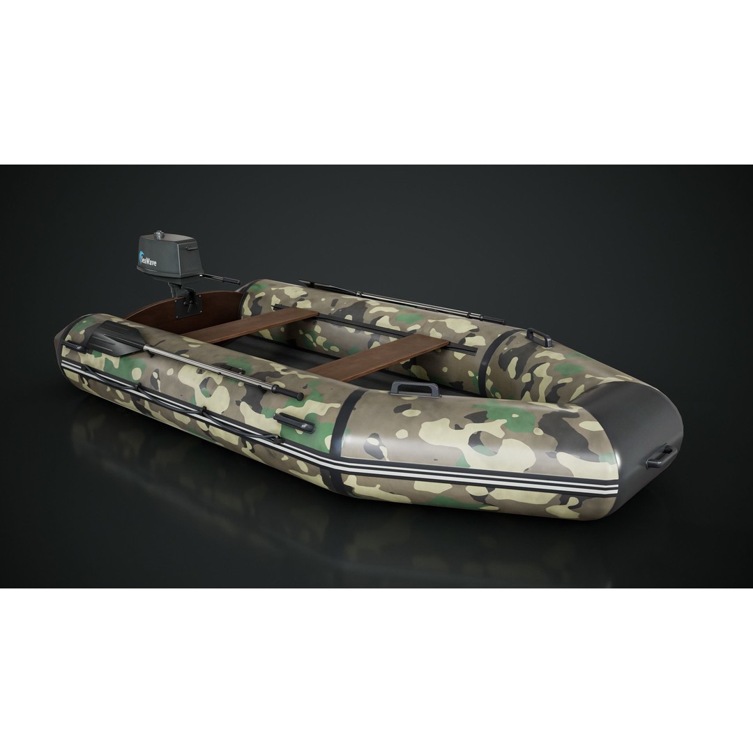 Inflatable Boat 3D Model – Low Poly Game Asset, FBX, Blender - View 13