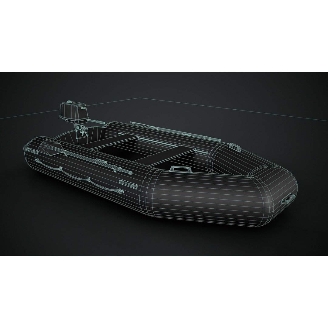 Inflatable Boat 3D Model – Low Poly Game Asset, FBX, Blender - View 14