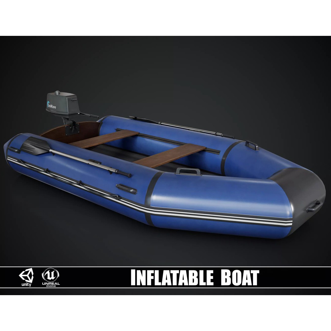 Inflatable Boat 3D Model – Low Poly Game Asset, FBX, Blender - View 2