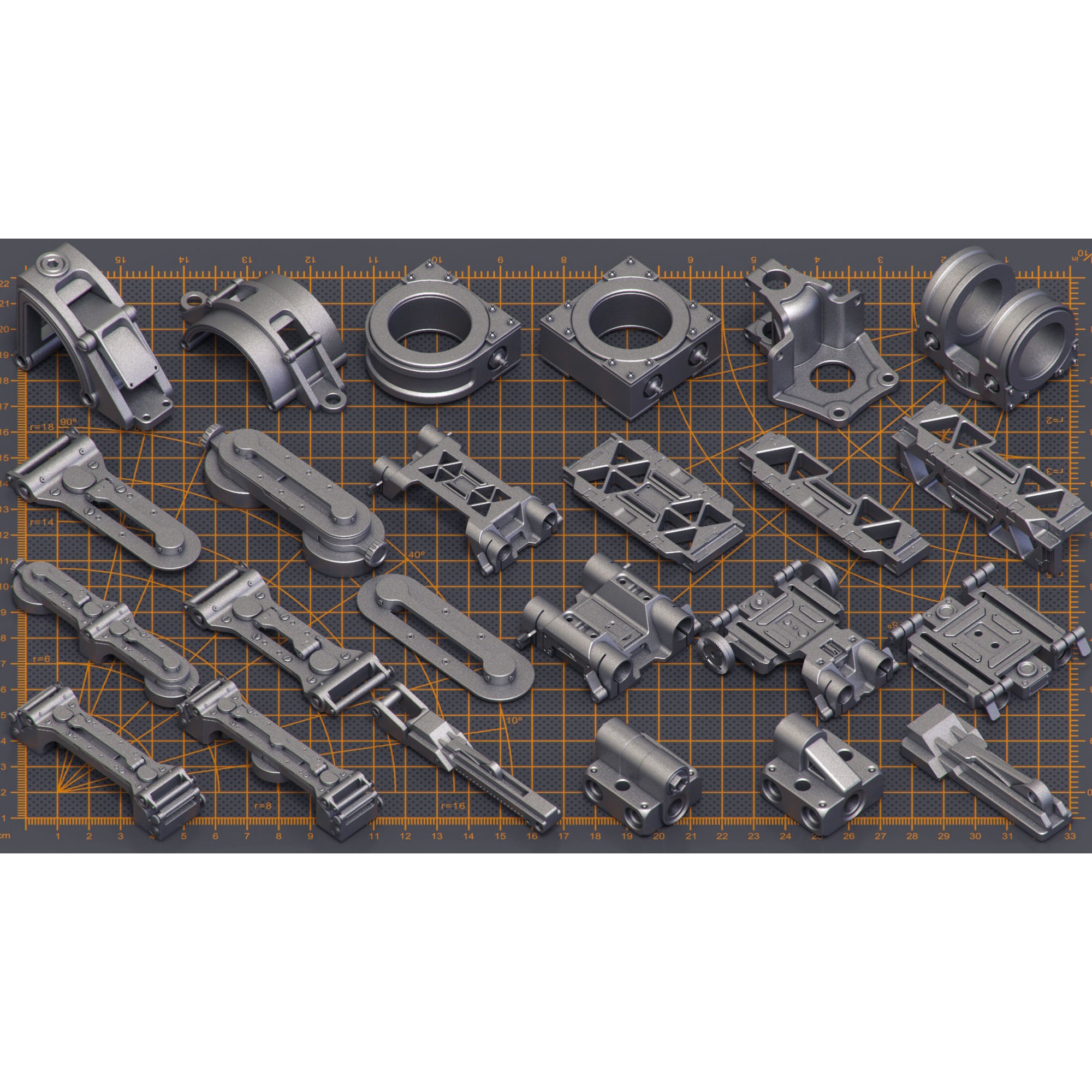 Mega Pack Hard Surface Kitbash - Game-Ready 3D Model - View 10
