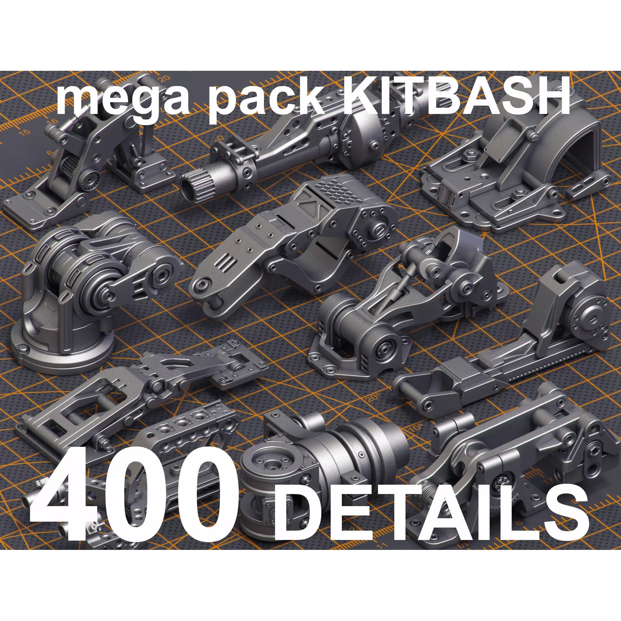 Mega Pack Hard Surface Kitbash - Game-Ready 3D Model - View 2
