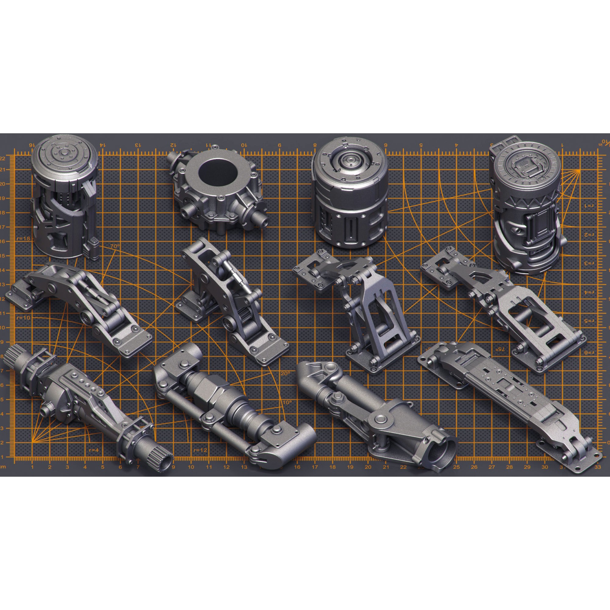 Mega Pack Hard Surface Kitbash - Game-Ready 3D Model - View 7