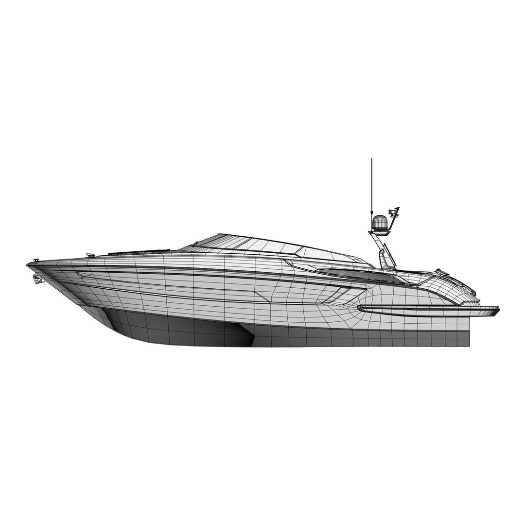 Modern Motor Boat 3D Model – Mid-Poly Visualization Asset, FBX