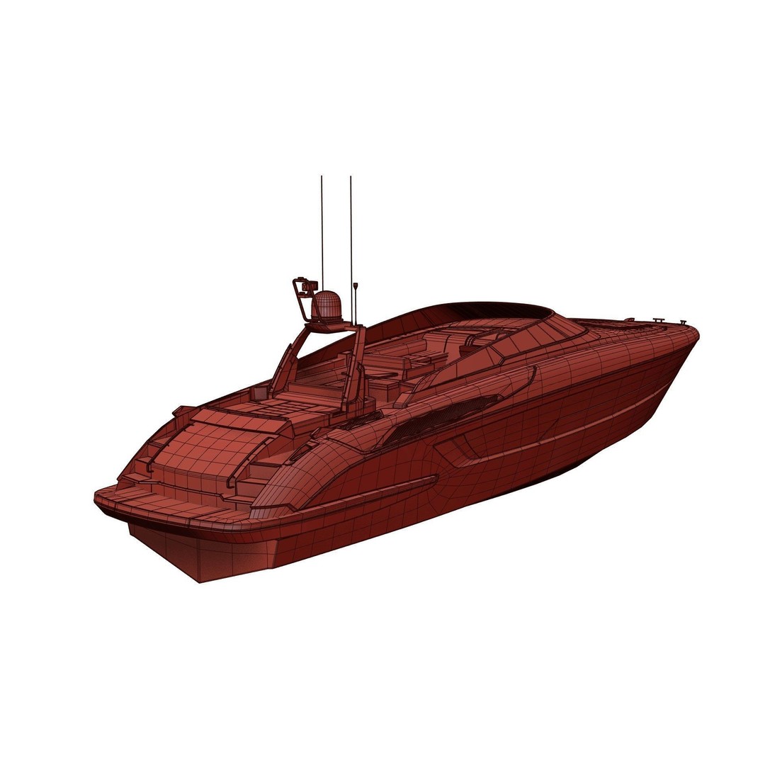 Modern Motor Boat 3D Model – Mid-Poly Visualization Asset, FBX - View 7
