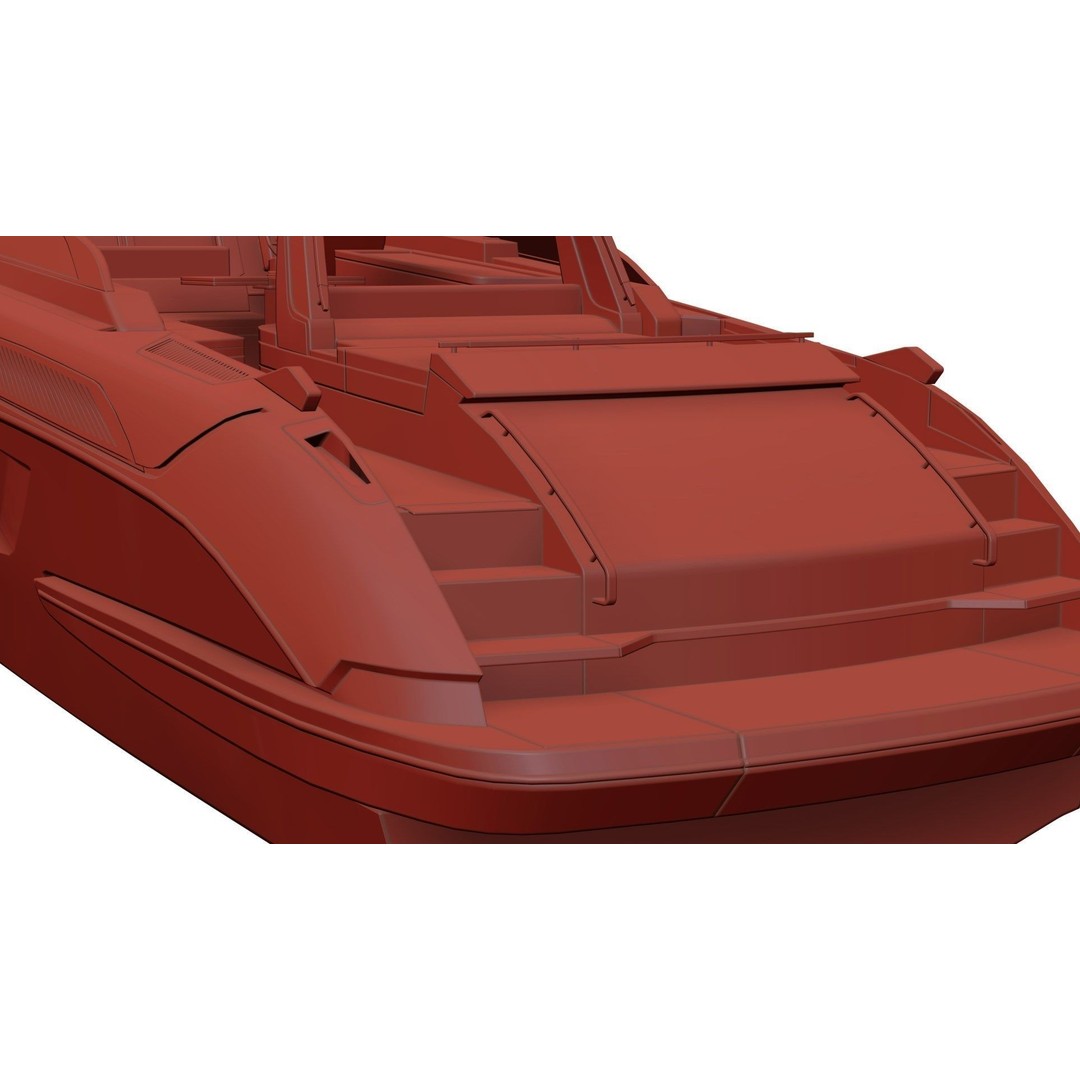 Modern Motor Boat 3D Model – Mid-Poly Visualization Asset, FBX - View 9
