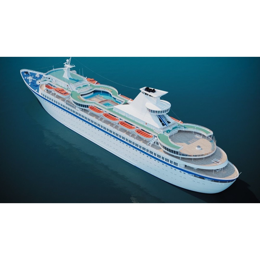 Vintage Cruiseship 3D Model – High Poly Detailed Ocean Liner, FBX & OBJ