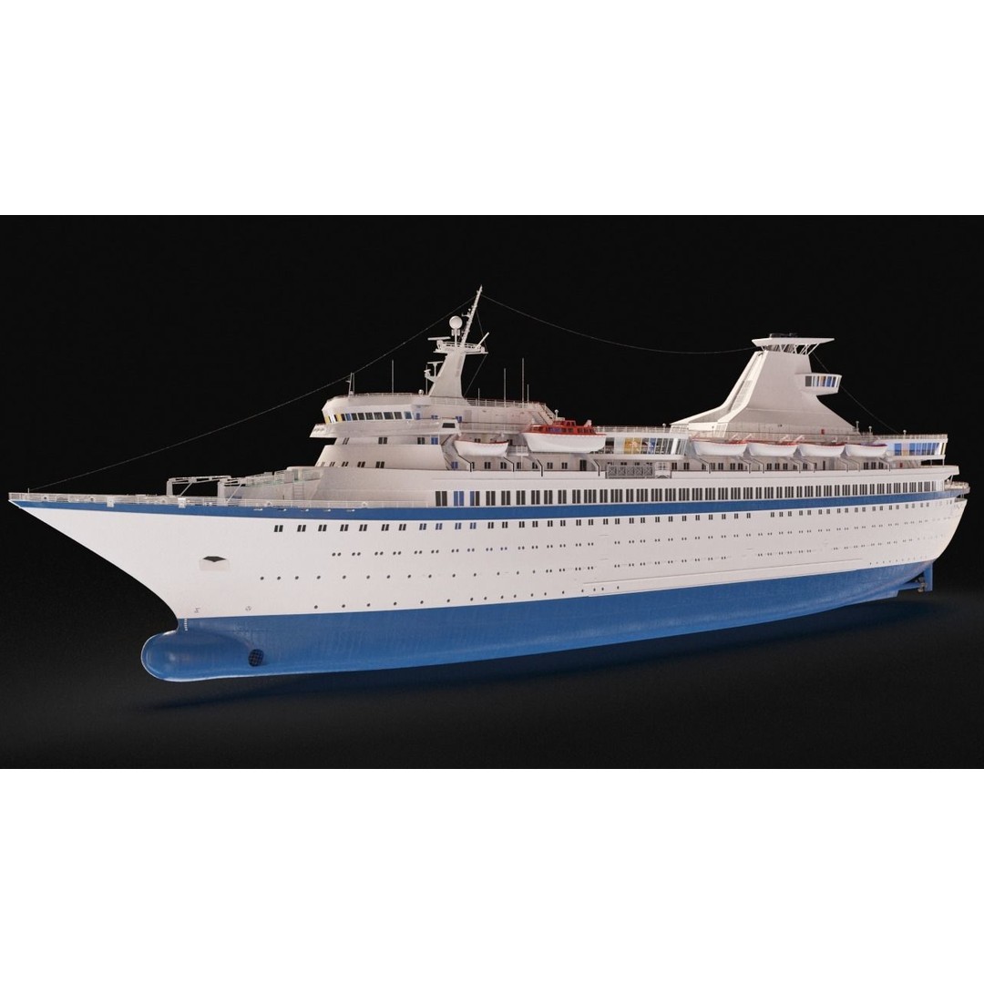 Vintage Cruiseship 3D Model – High Poly Detailed Ocean Liner, FBX & OBJ - View 10