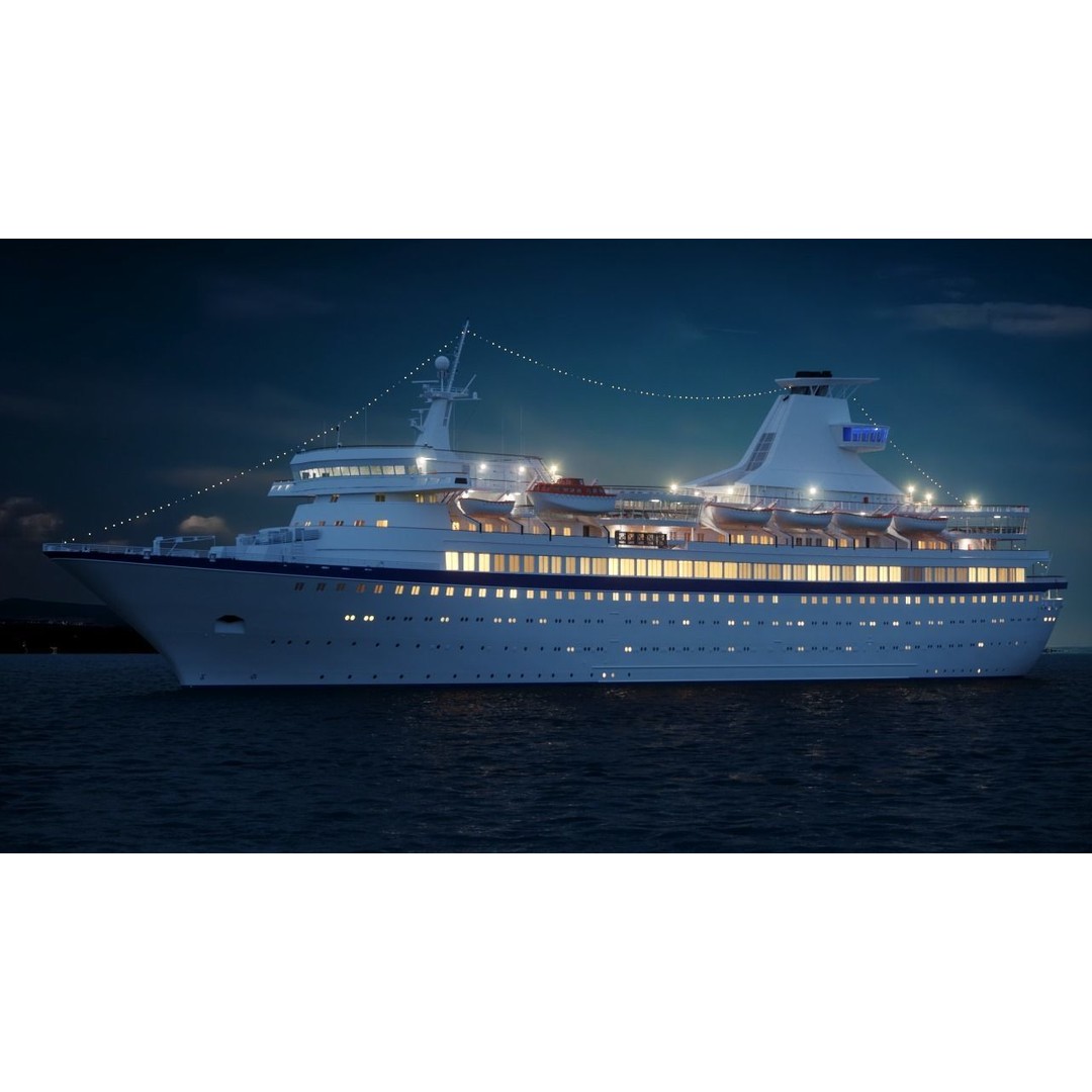 Vintage Cruiseship 3D Model – High Poly Detailed Ocean Liner, FBX & OBJ - View 3