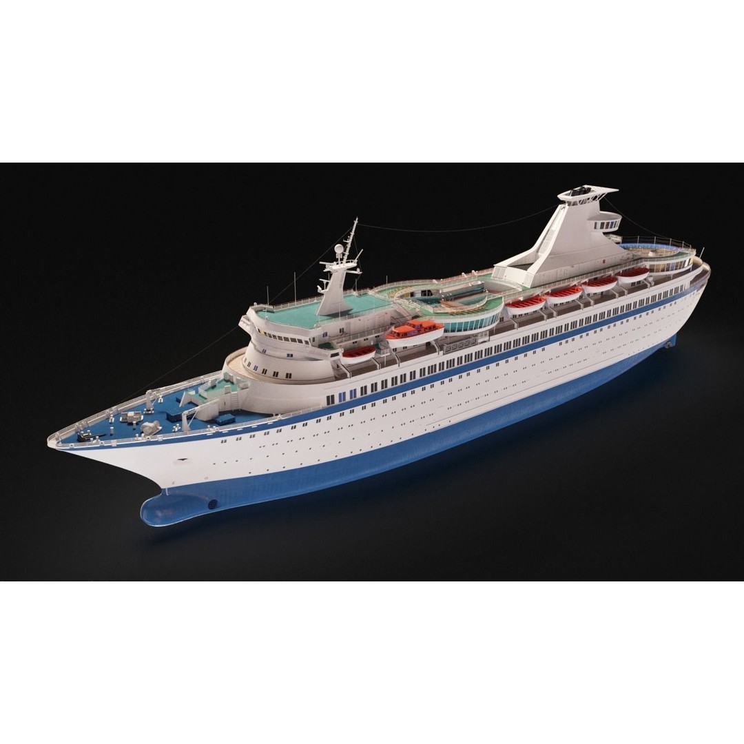 Vintage Cruiseship 3D Model – High Poly Detailed Ocean Liner, FBX & OBJ - View 5