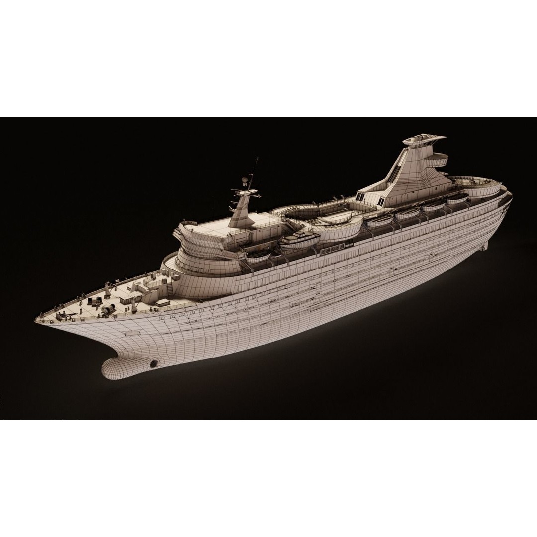 Vintage Cruiseship 3D Model – High Poly Detailed Ocean Liner, FBX & OBJ - View 7