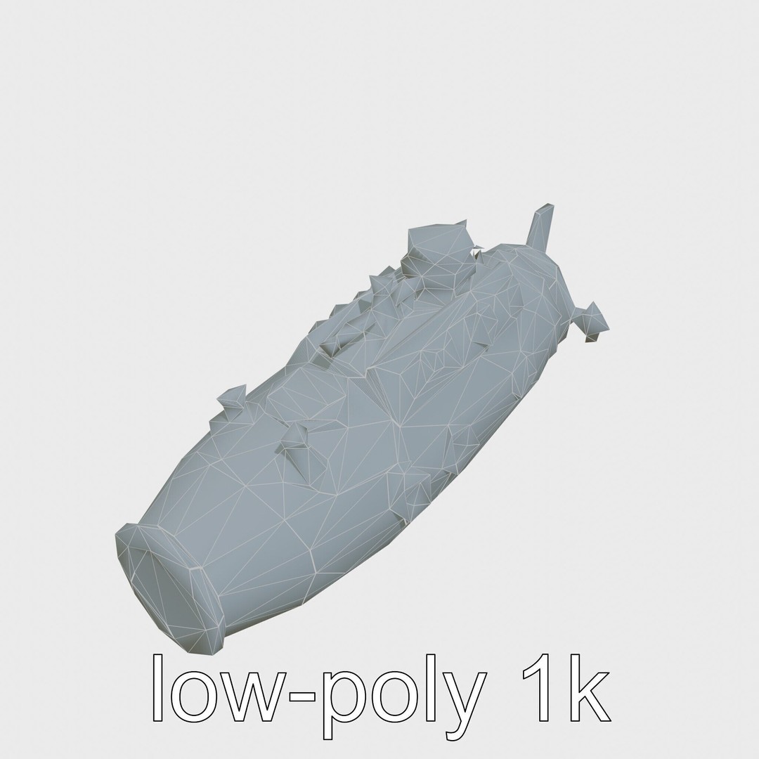 Antique Deep Diver Submarine 3D Model – Low Poly PBR Asset, FBX - View 22