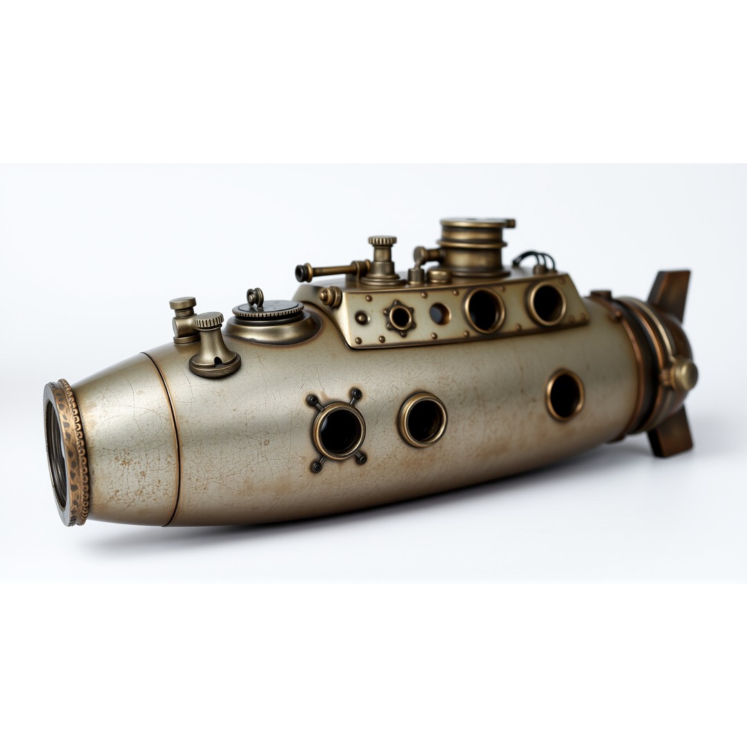 Antique Deep Diver Submarine 3D Model – Low Poly PBR Asset, FBX - View 5