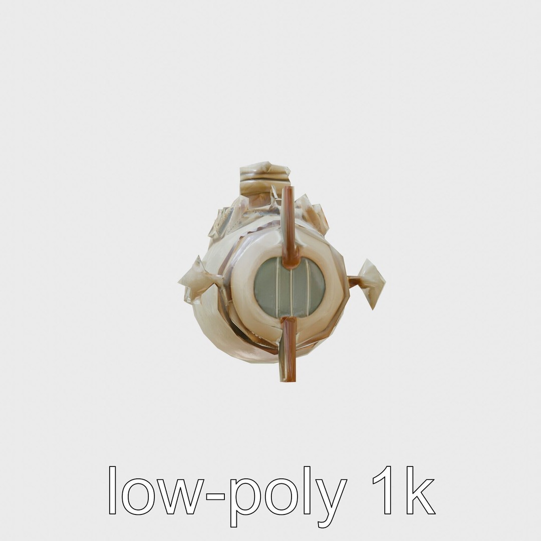 Antique Deep Diver Submarine 3D Model – Low Poly PBR Asset, FBX - View 6