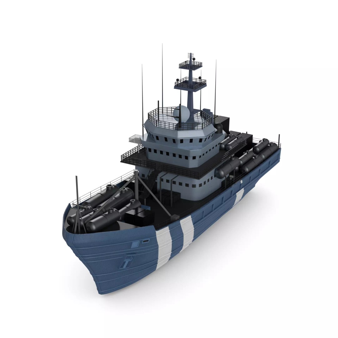 Mine Vessel 3D Model – Realistic Military Watercraft, FBX