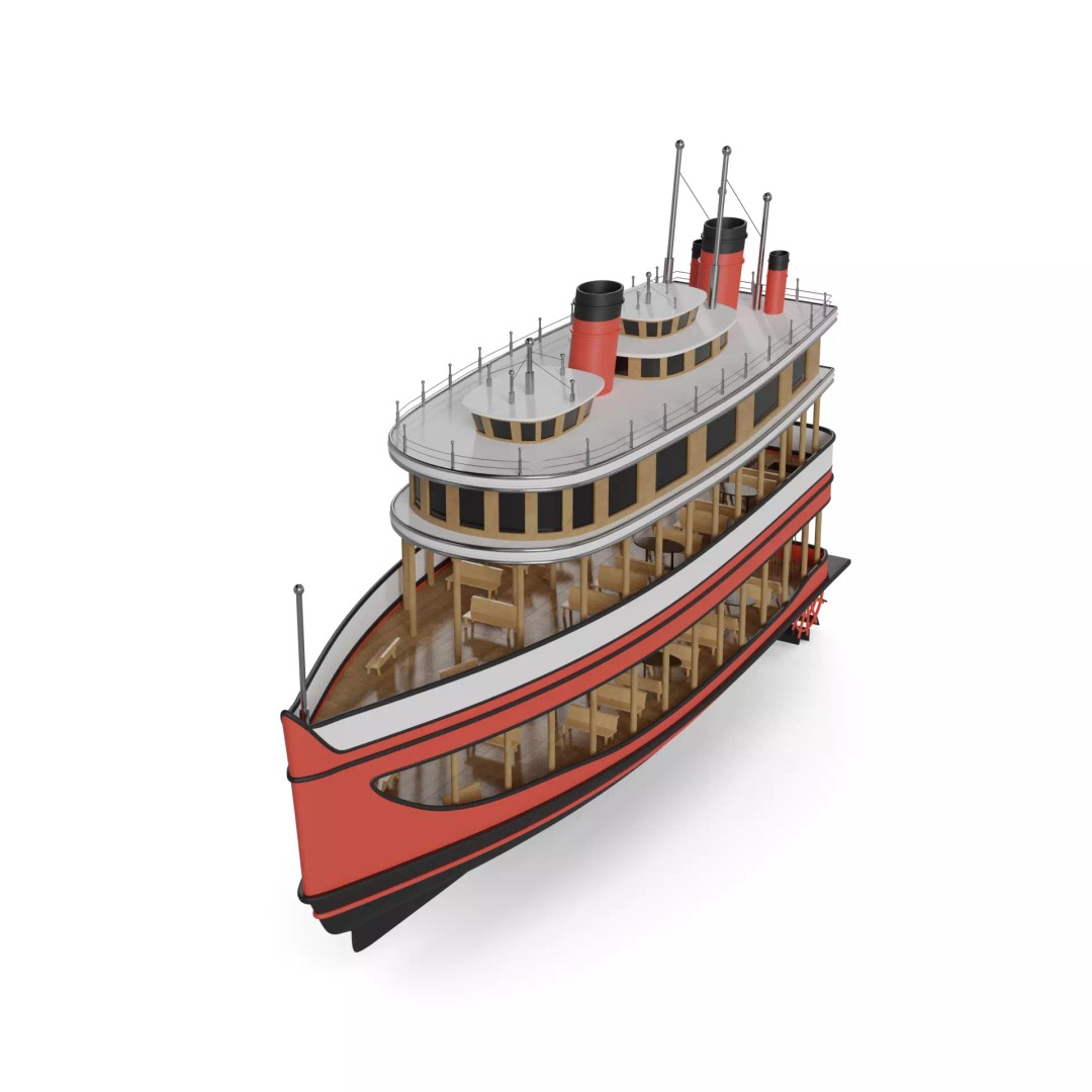 Passenger Ferry 3D Model – Low Poly PBR Watercraft, FBX