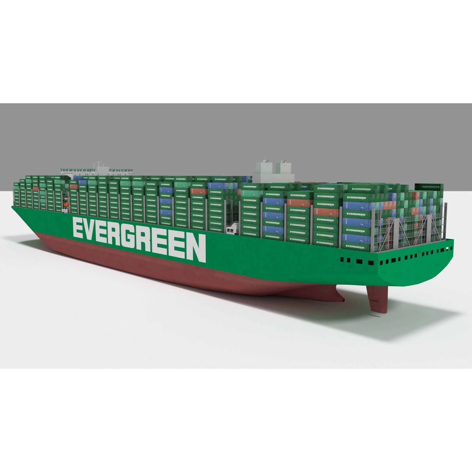 Ever Ace Container Ship - Low-Poly Game-Ready 3D Model - View 4