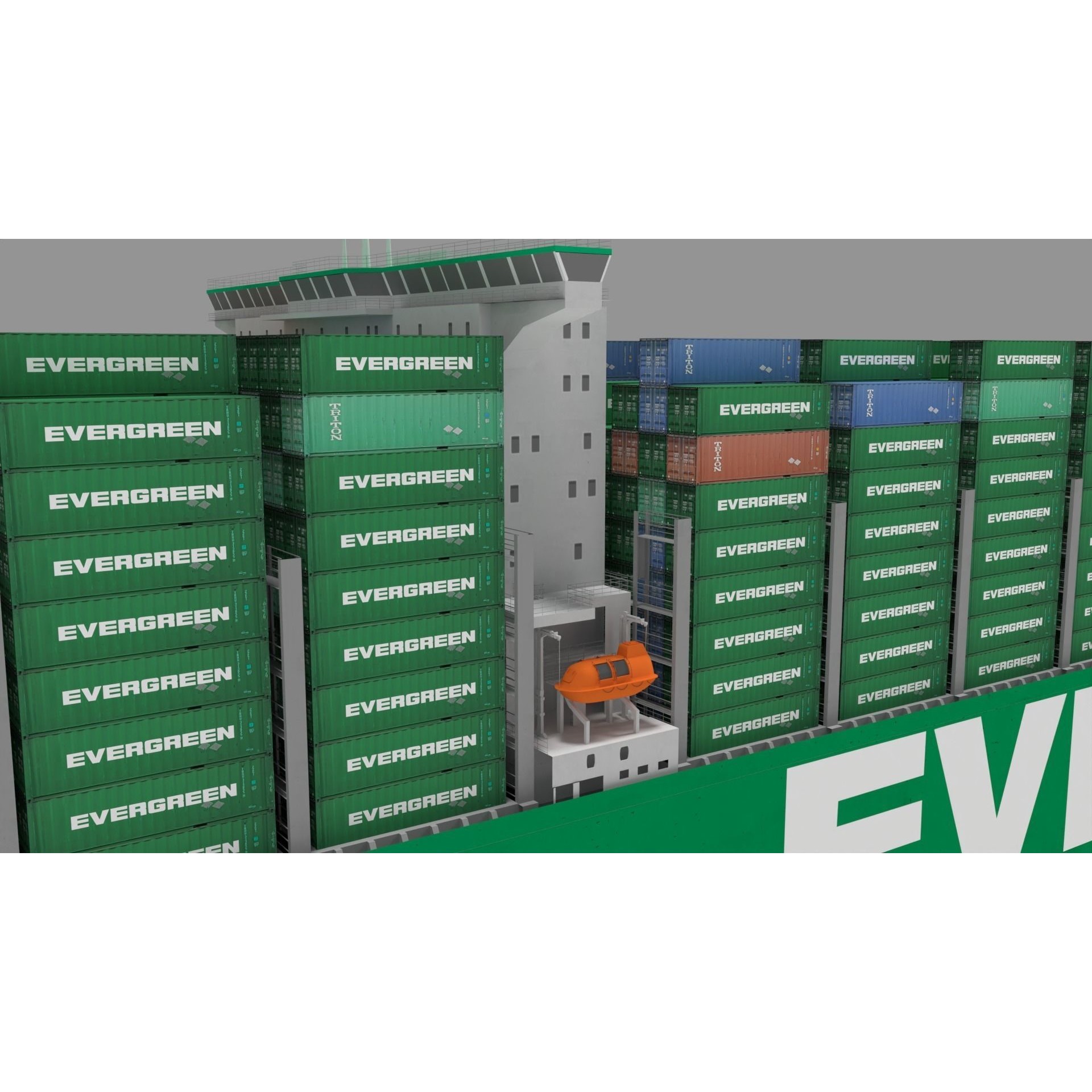 Ever Ace Container Ship - Low-Poly Game-Ready 3D Model - View 5