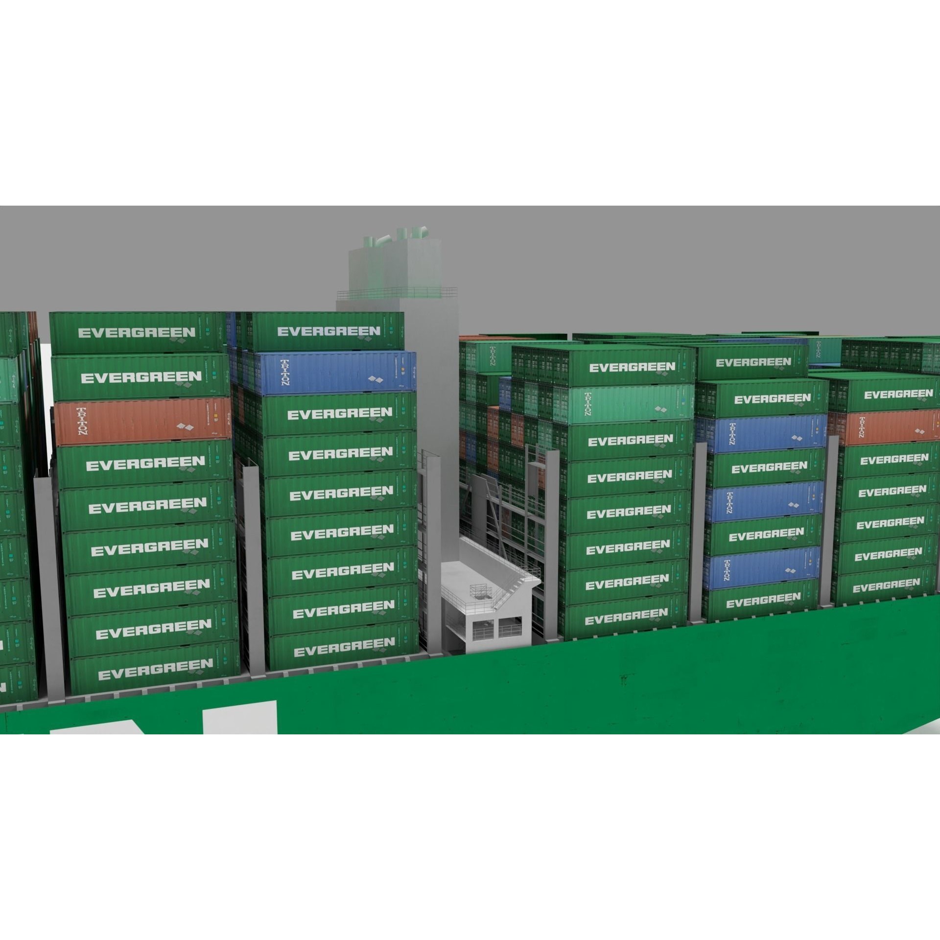 Ever Ace Container Ship - Low-Poly Game-Ready 3D Model - View 6