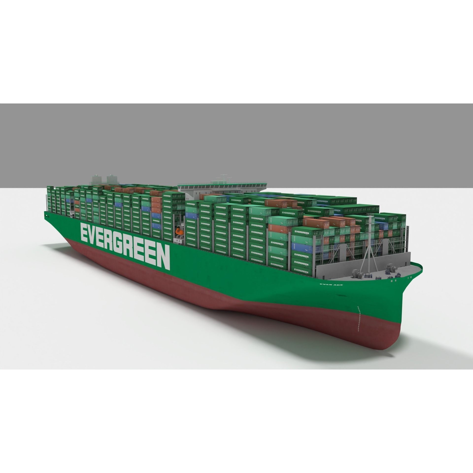 Ever Ace Container Ship - Low-Poly Game-Ready 3D Model - View 7