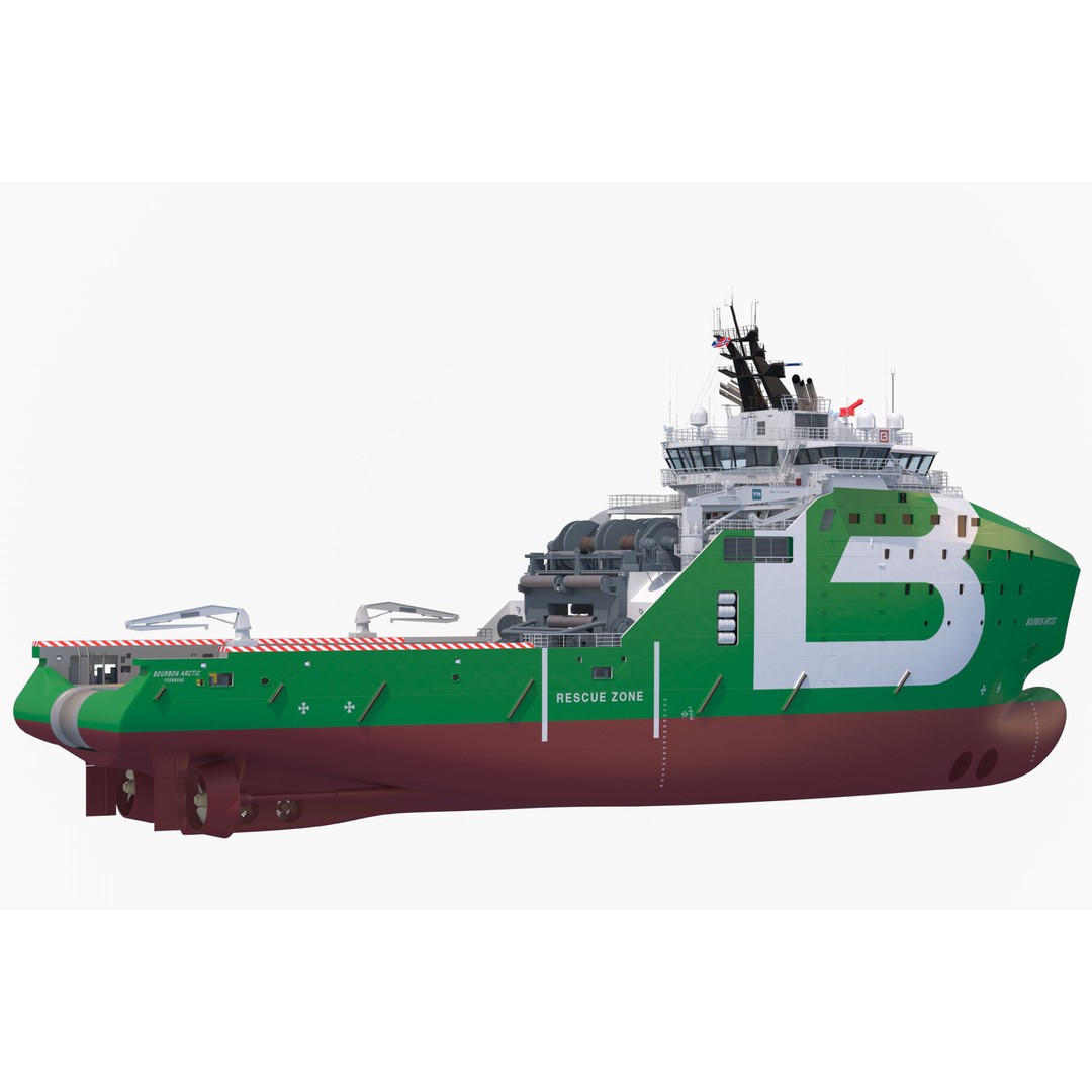 BOURBON ARCTIC 3D Model – Detailed Industrial Tug Vessel, FBX - View 4