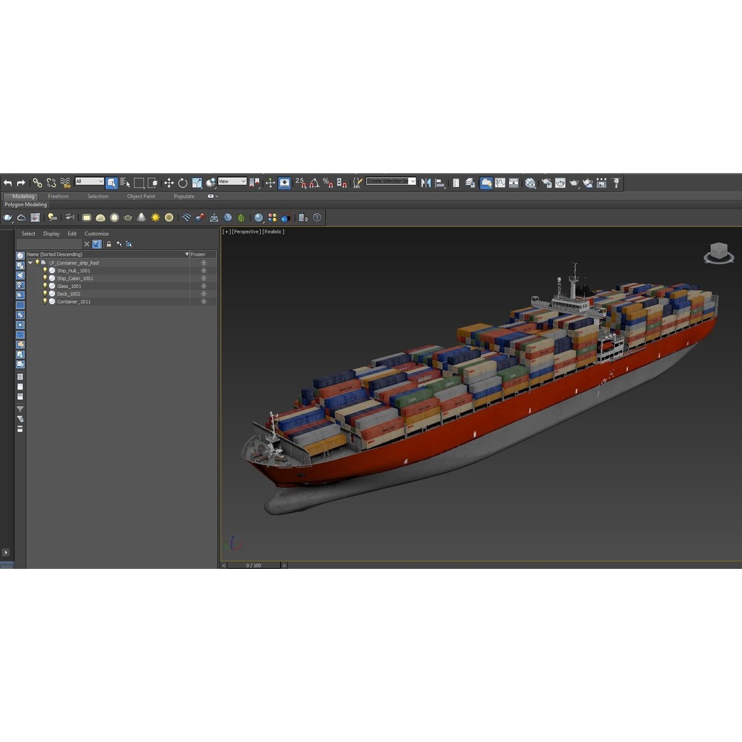 Cargo Container Ship 3D Model – Low Poly Industrial Vessel, FBX & OBJ
