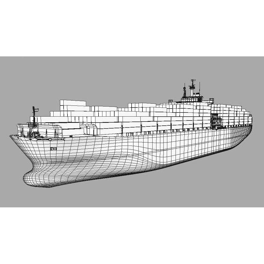 Cargo Container Ship 3D Model – Low Poly Industrial Vessel, FBX & OBJ - View 10