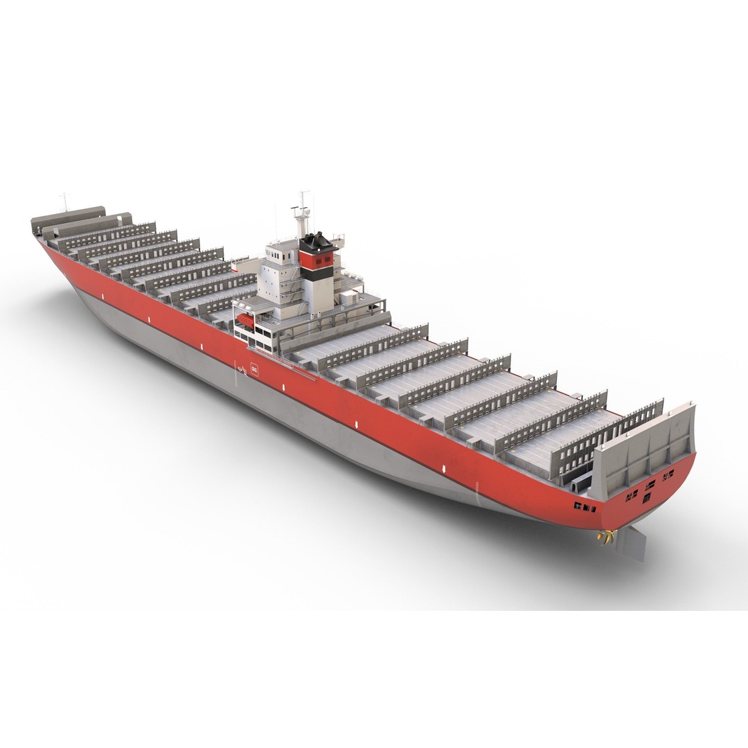 Cargo Container Ship 3D Model – Low Poly Industrial Vessel, FBX & OBJ - View 5
