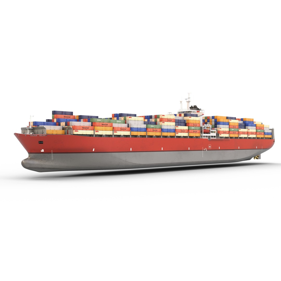 Cargo Container Ship 3D Model – Low Poly Industrial Vessel, FBX & OBJ - View 6
