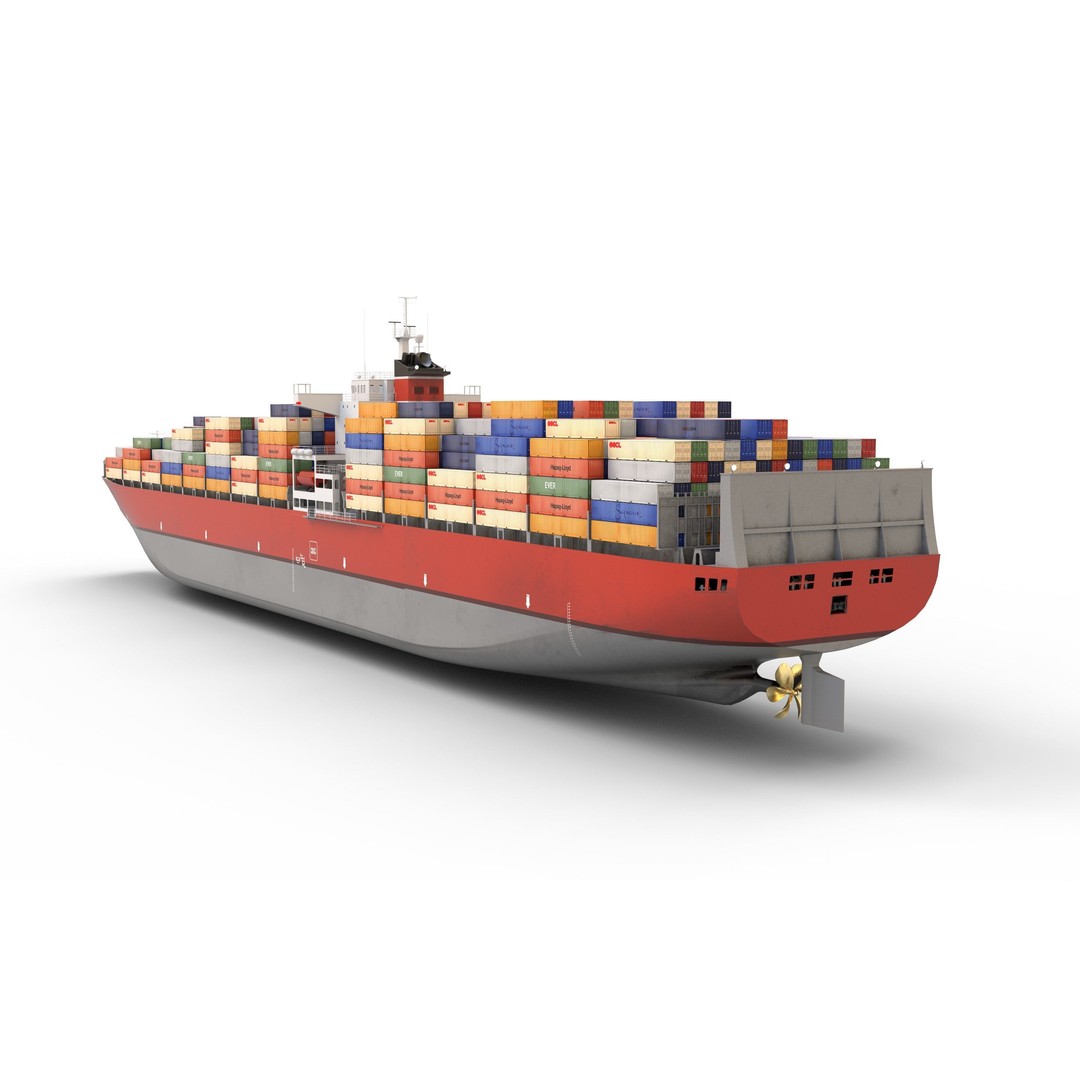 Cargo Container Ship 3D Model – Low Poly Industrial Vessel, FBX & OBJ - View 7
