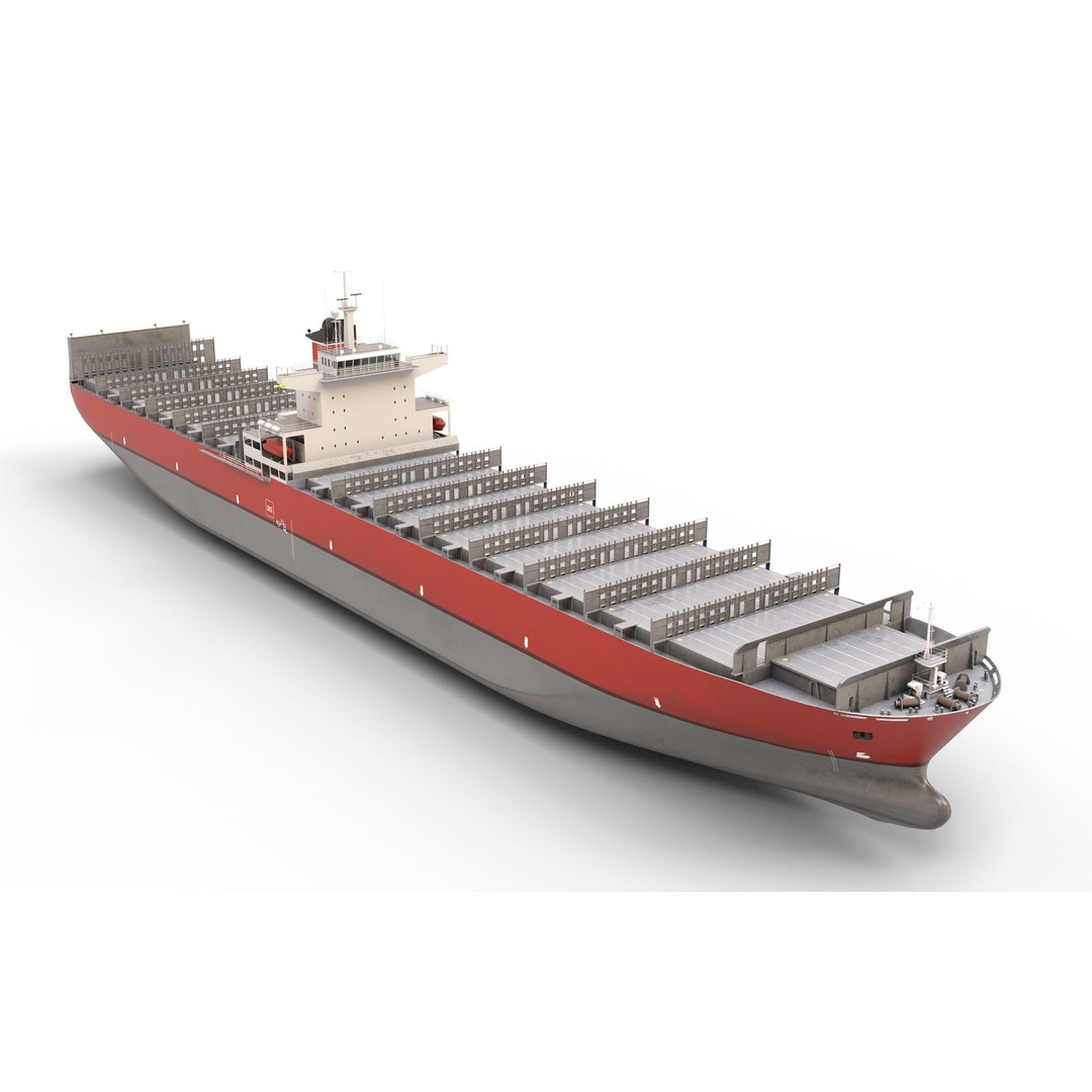 Cargo Container Ship 3D Model – Low Poly Industrial Vessel, FBX & OBJ - View 8